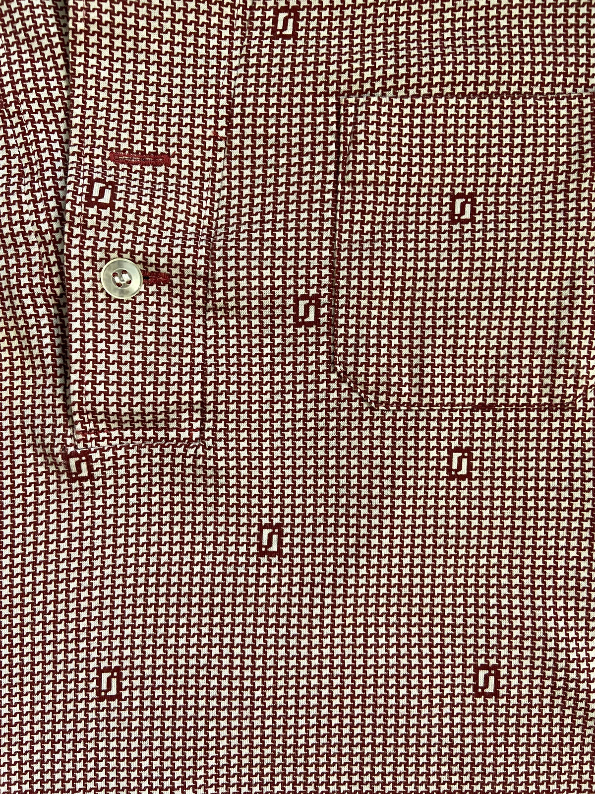 Vintage 1970s Japanese Burgundy Pattern Jersey Top