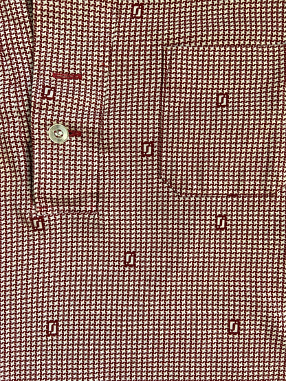 Vintage 1970s Japanese Burgundy Pattern Jersey Top