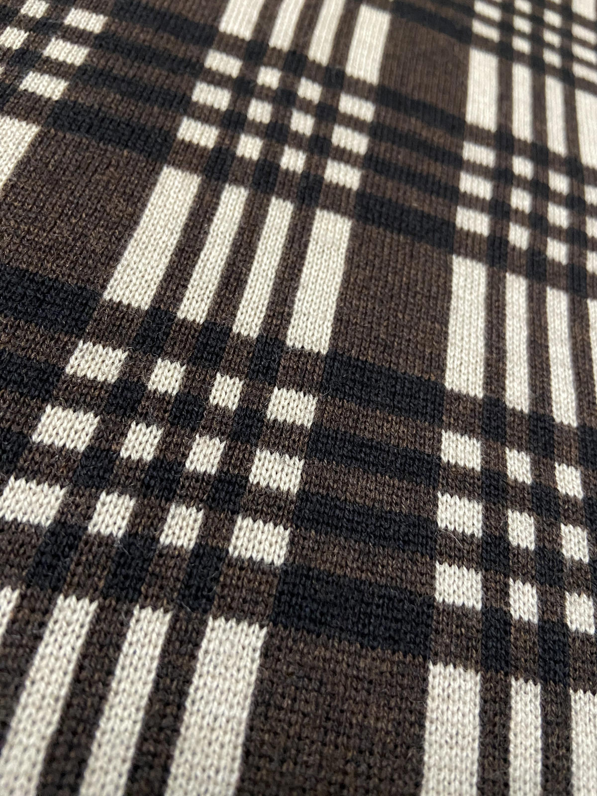 Vintage Italian Brown Check Turtleneck Jumper