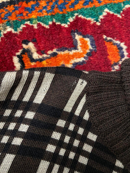 Vintage Italian Brown Check Turtleneck Jumper