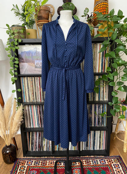 Vintage 1980s Navy Shirt Dress