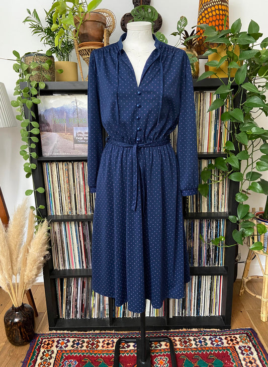Vintage 1980s Navy Shirt Dress