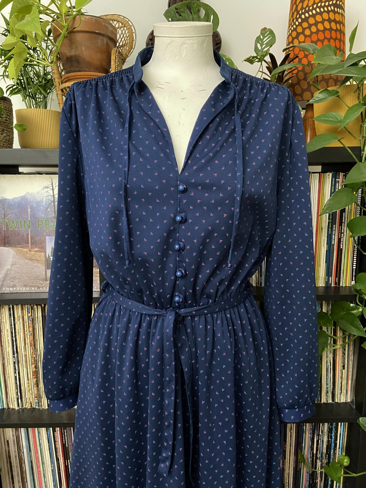 Vintage 1980s Navy Shirt Dress