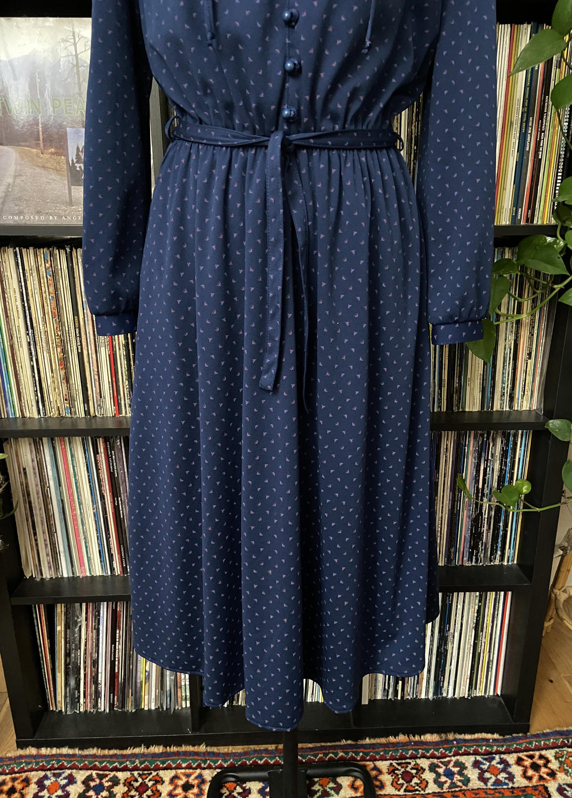 Vintage 1980s Navy Shirt Dress