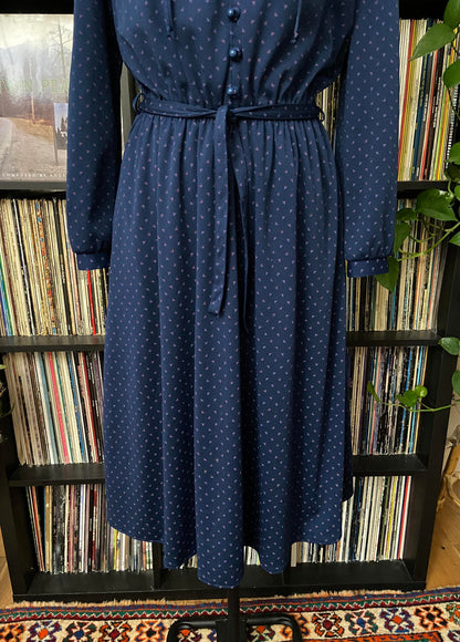 Vintage 1980s Navy Shirt Dress