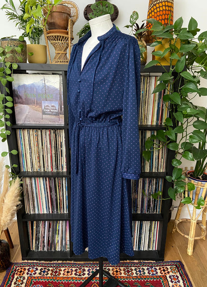 Vintage 1980s Navy Shirt Dress