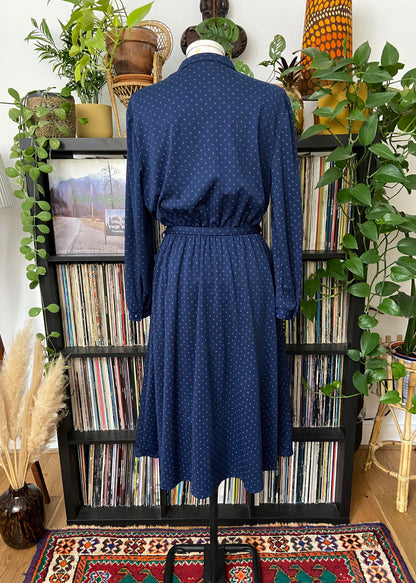 Vintage 1980s Navy Shirt Dress