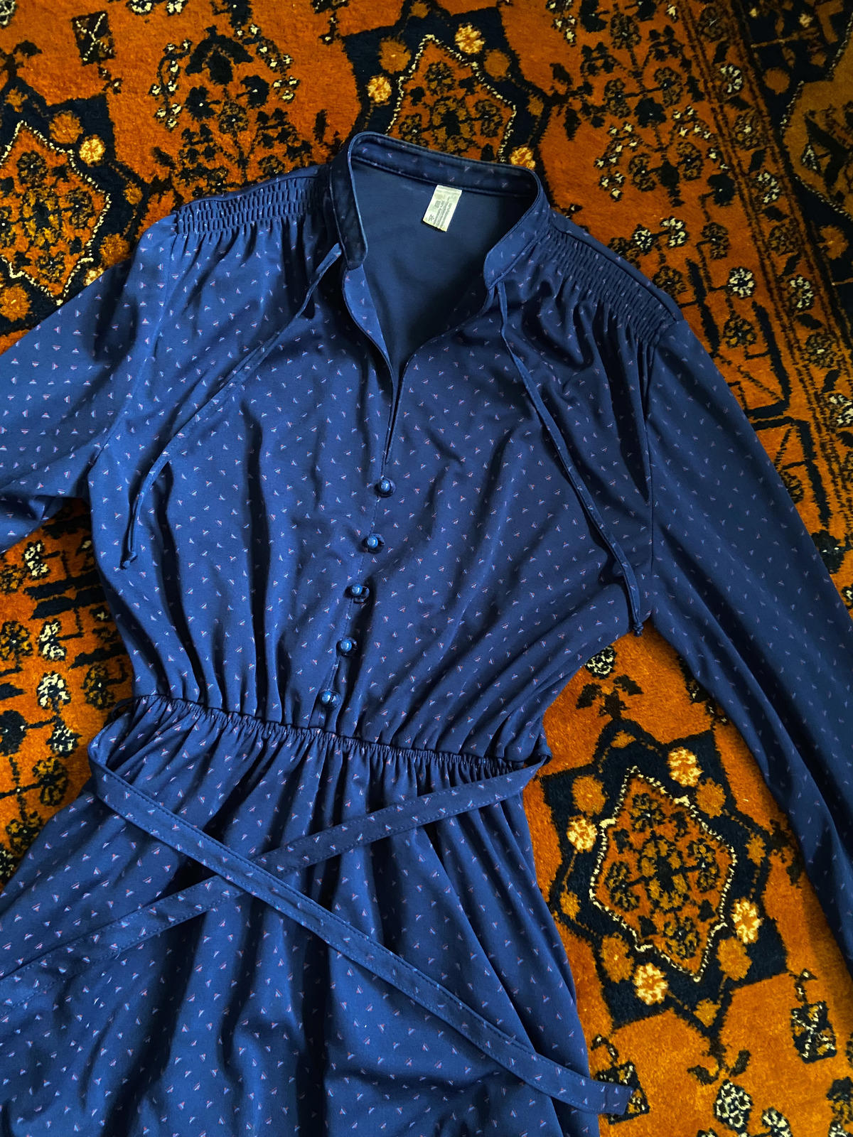 Vintage 1980s Navy Shirt Dress