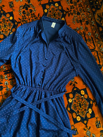 Vintage 1980s Navy Shirt Dress