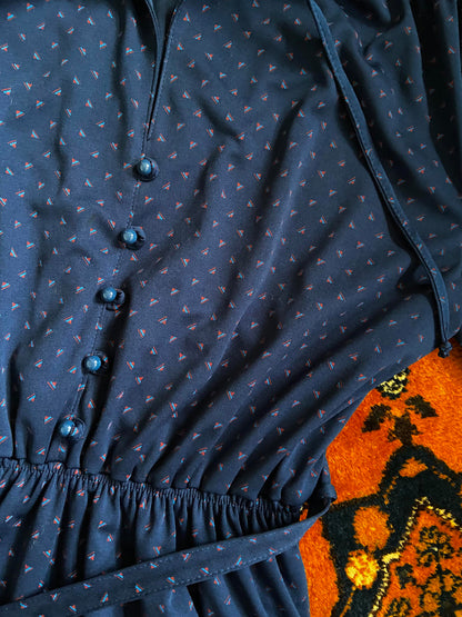 Vintage 1980s Navy Shirt Dress