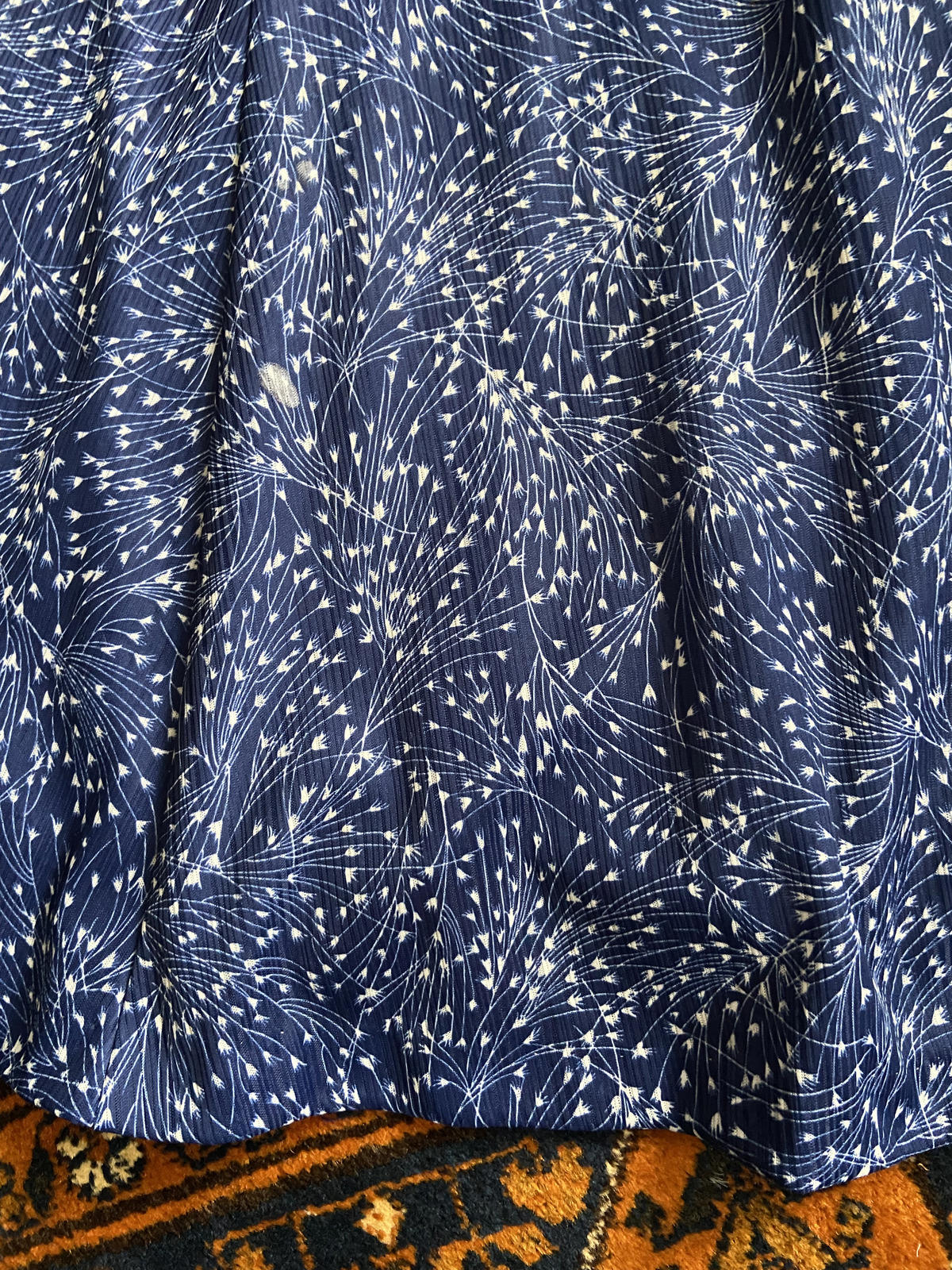 Vintage 1970s Blue Print Dress