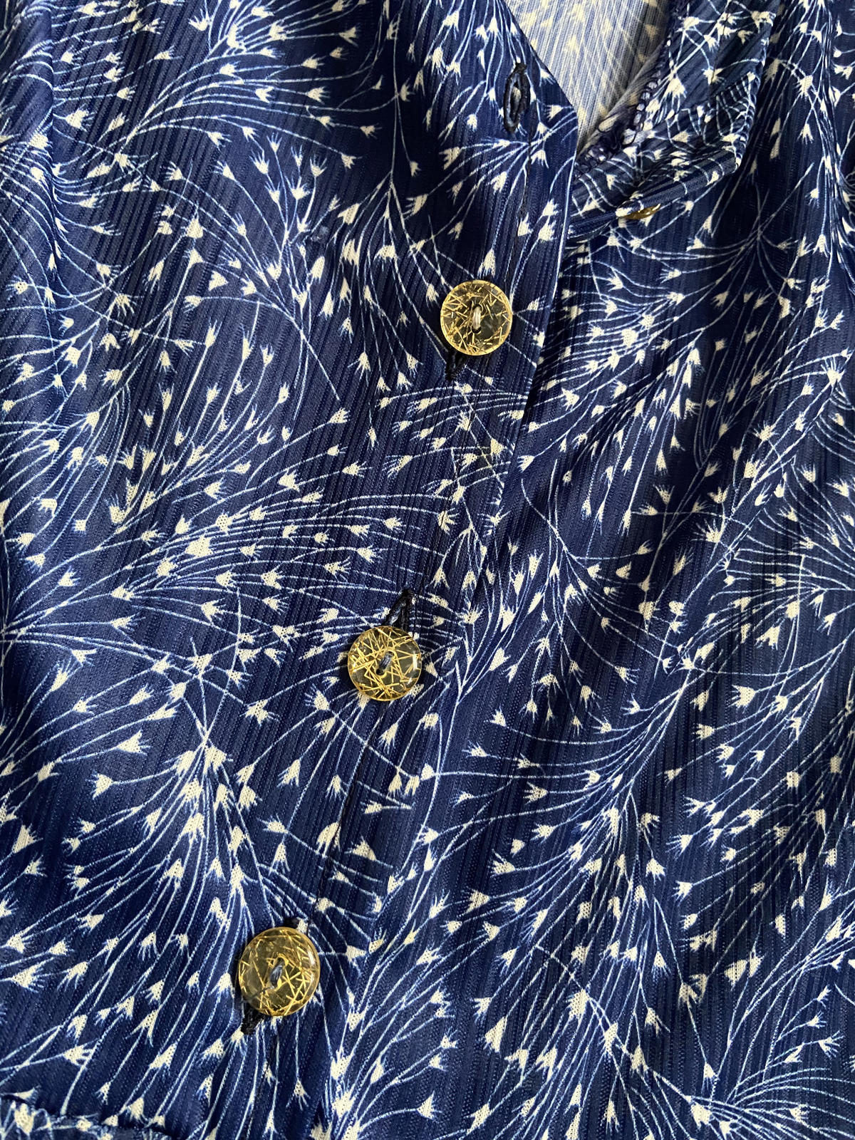 Vintage 1970s Blue Print Dress
