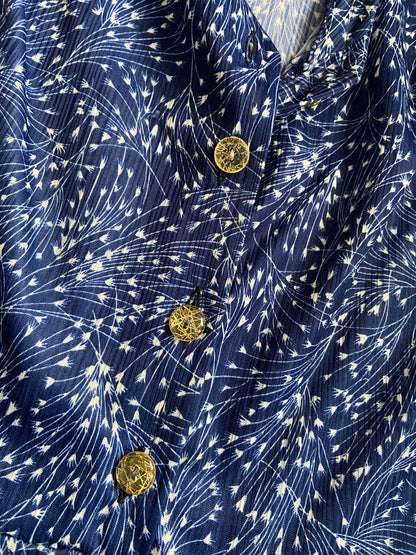 Vintage 1970s Blue Print Dress