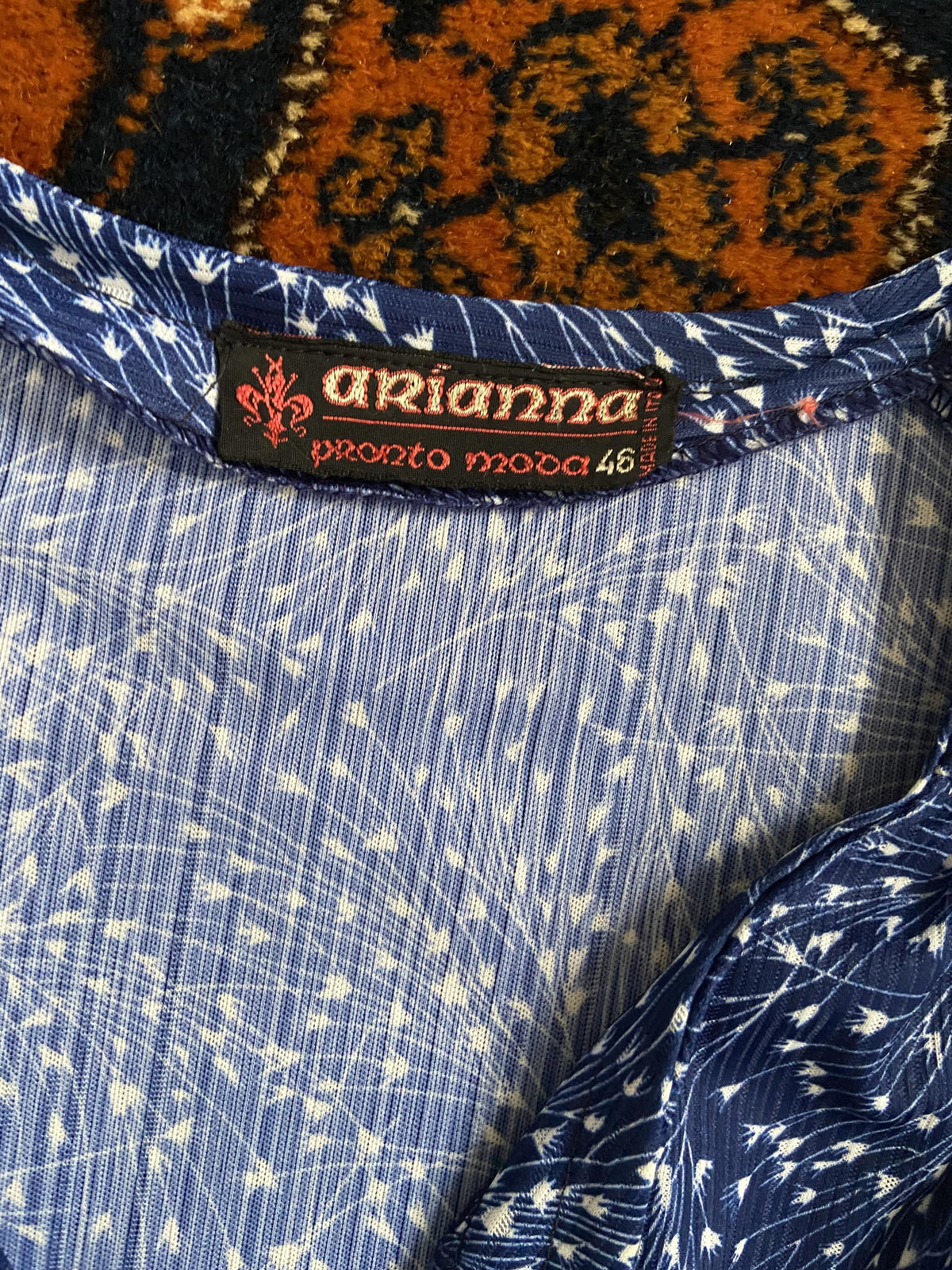 Vintage 1970s Blue Print Dress
