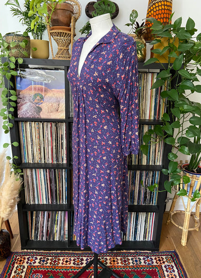 Vintage Purple Print Maxi Dress