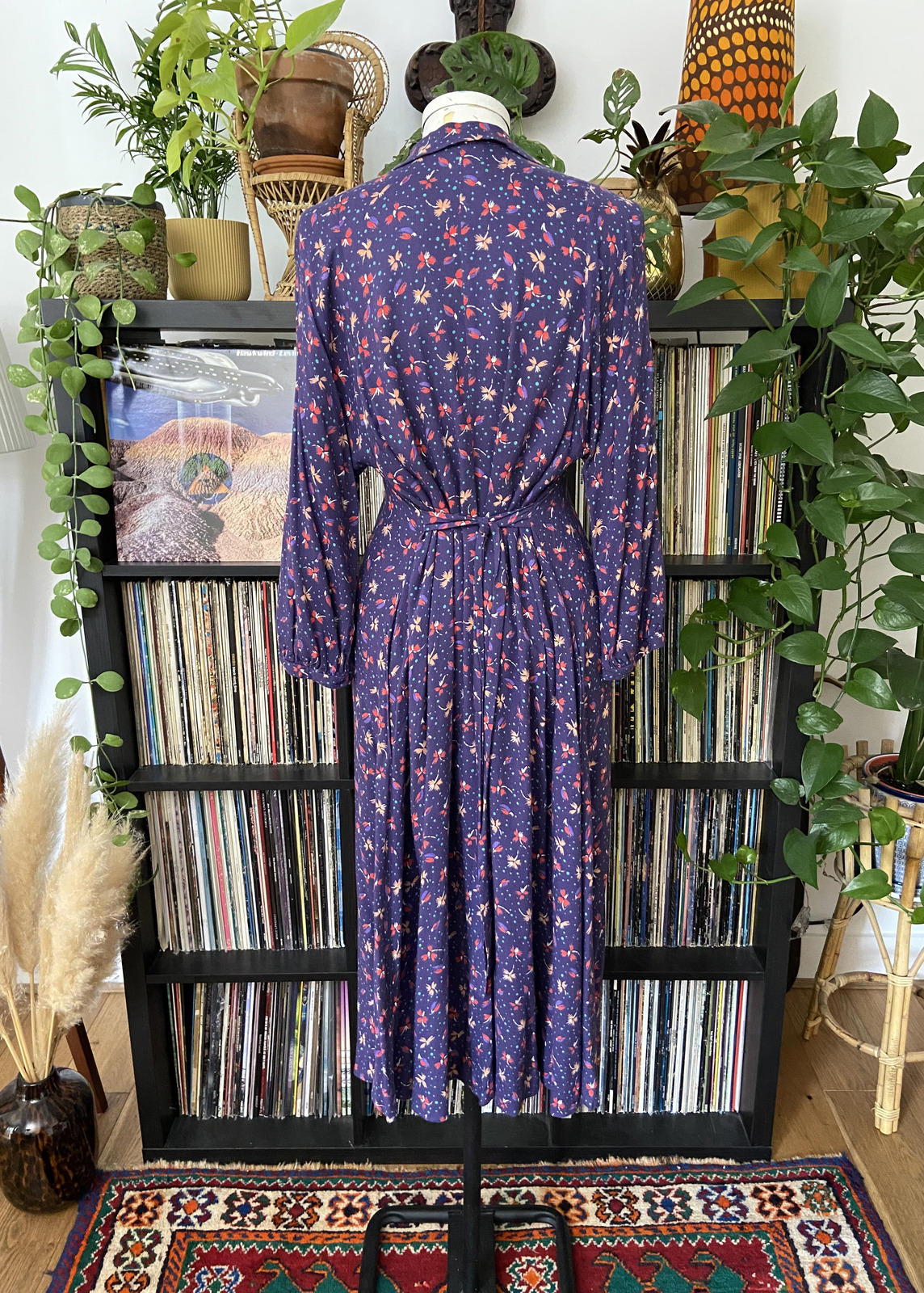 Vintage Purple Print Maxi Dress