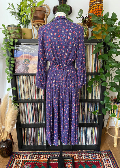 Vintage Purple Print Maxi Dress
