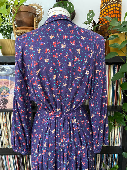 Vintage Purple Print Maxi Dress