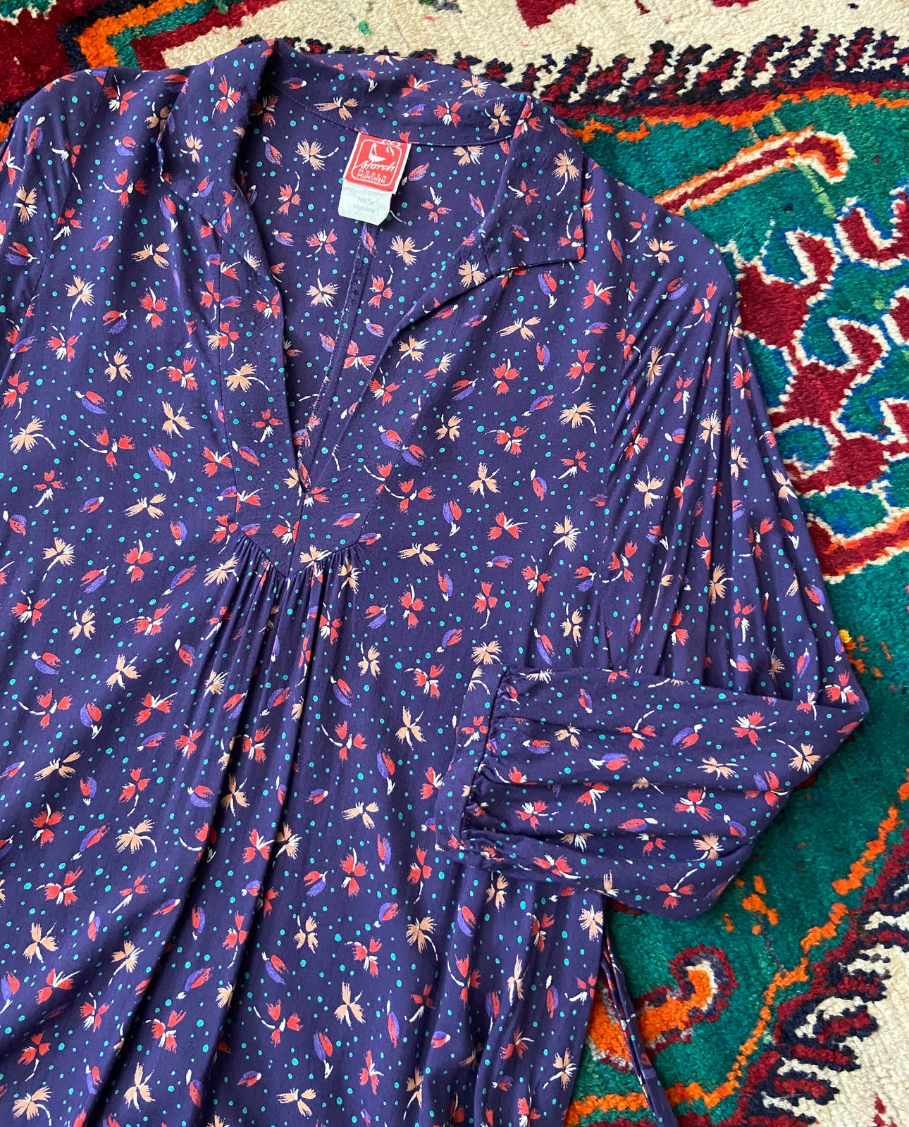 Vintage Purple Print Maxi Dress