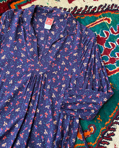 Vintage Purple Print Maxi Dress