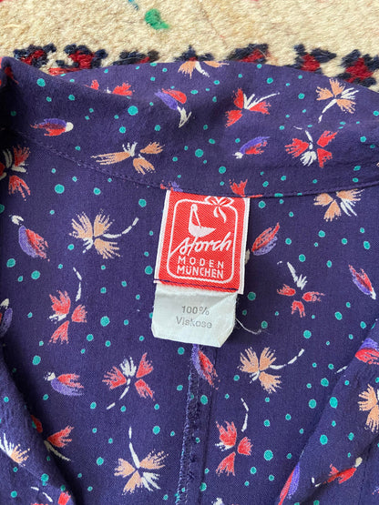 Vintage Purple Print Maxi Dress