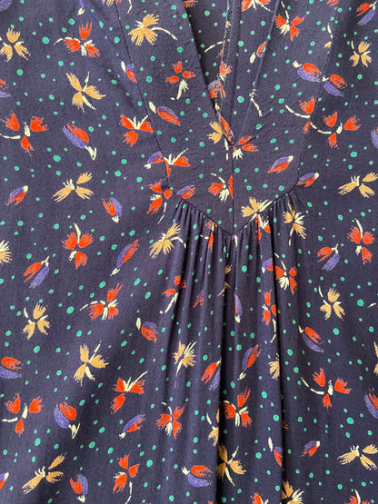 Vintage Purple Print Maxi Dress