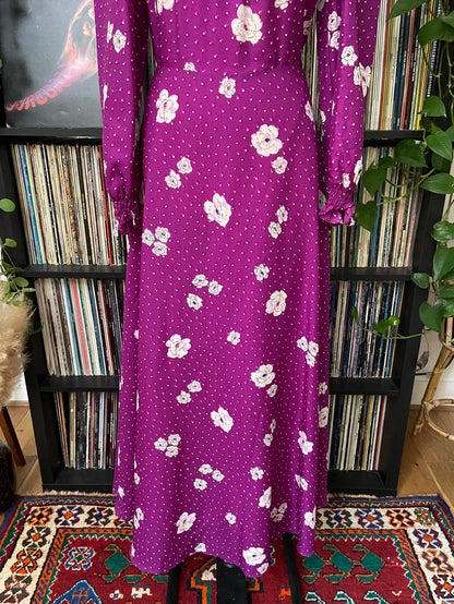 Vintage 1970s Purple Floral Maxi Dress