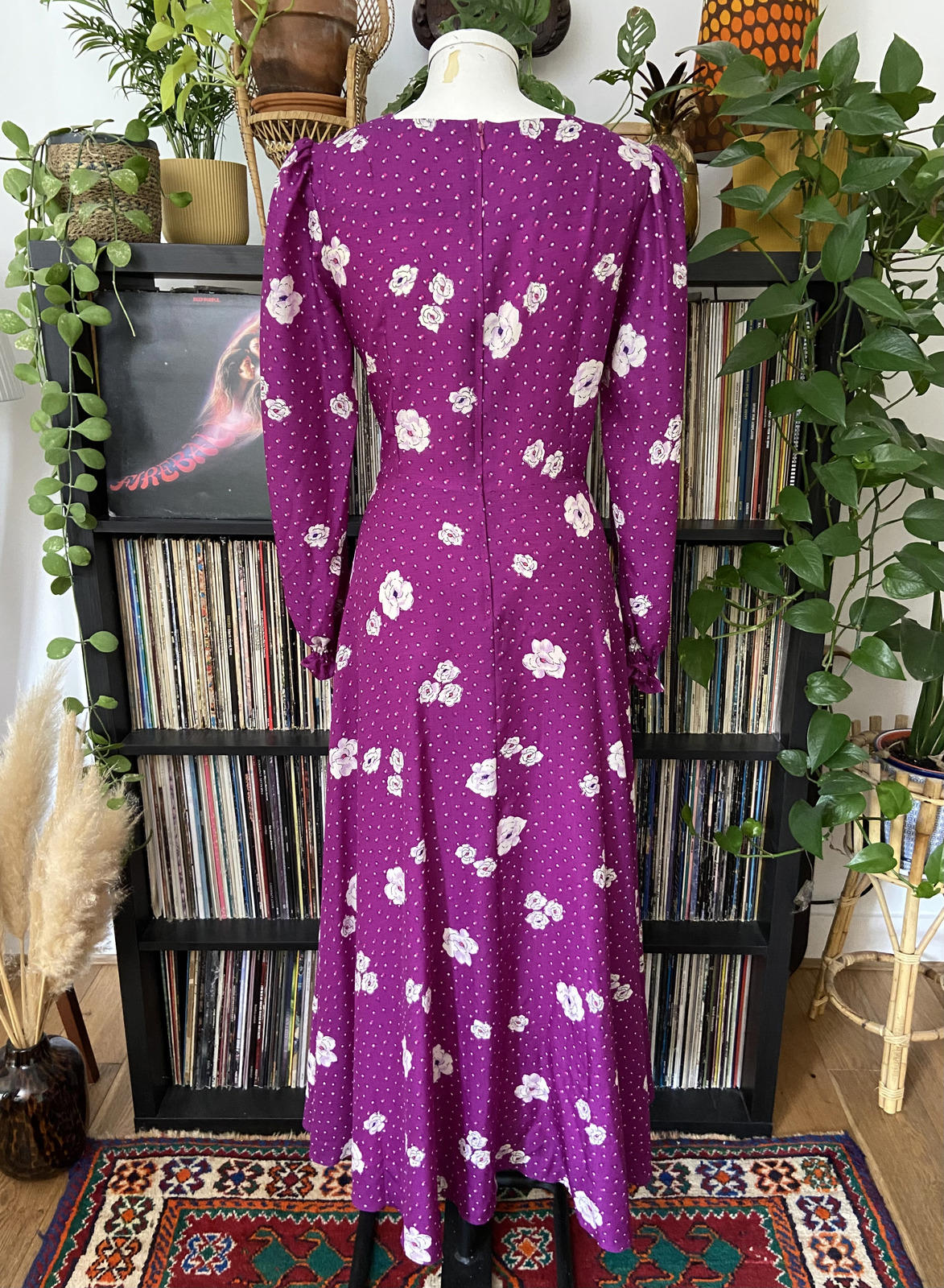Vintage 1970s Purple Floral Maxi Dress