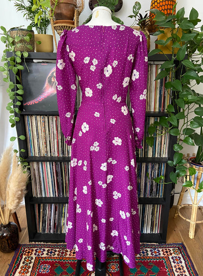Vintage 1970s Purple Floral Maxi Dress