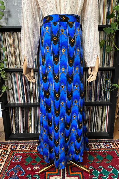 Vintage Japanese Blue Print Maxi Skirt