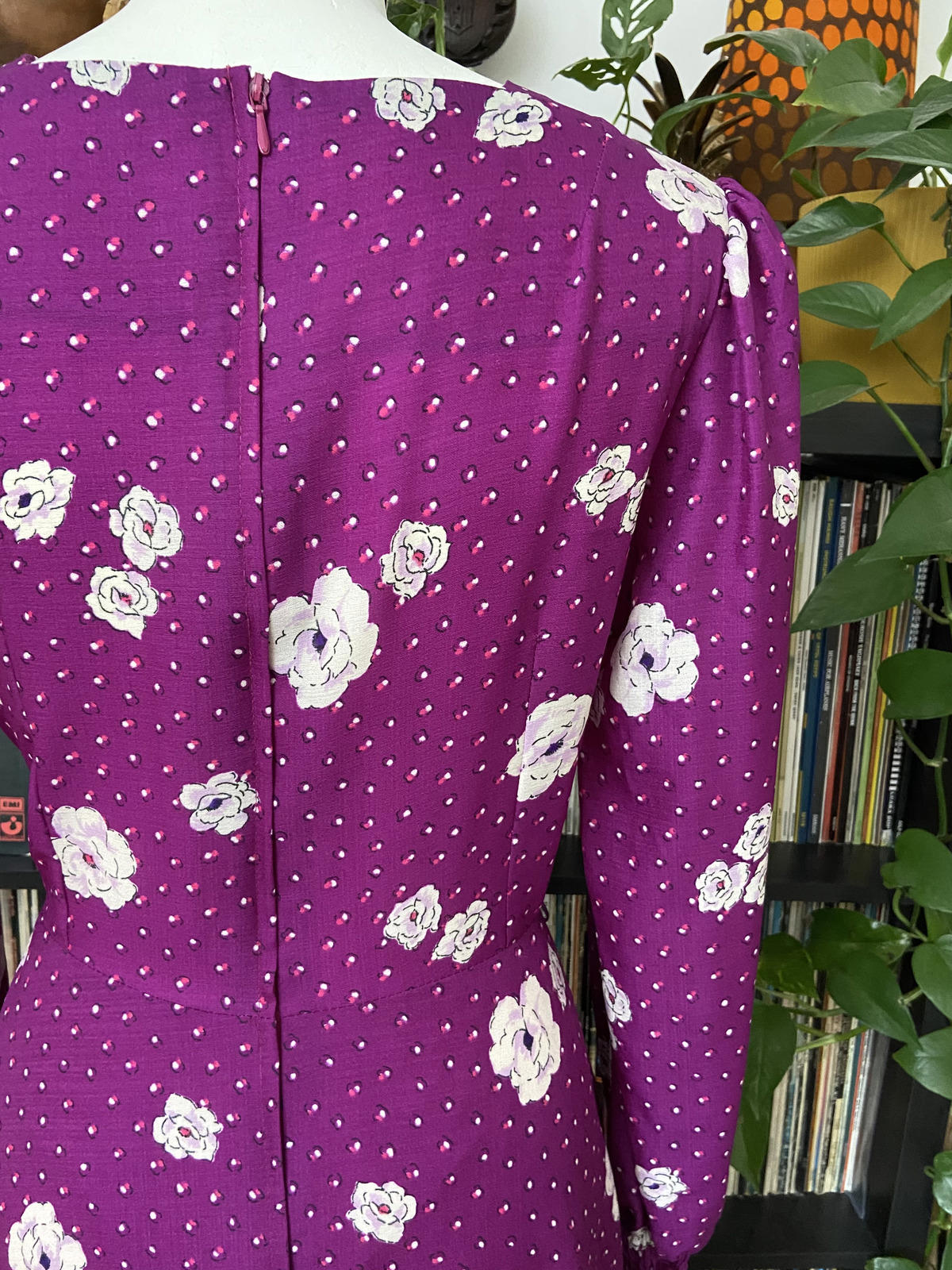 Vintage 1970s Purple Floral Maxi Dress