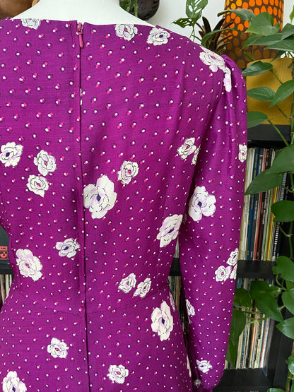 Vintage 1970s Purple Floral Maxi Dress