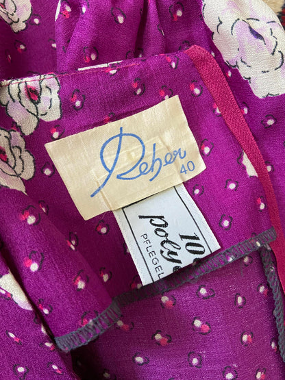 Vintage 1970s Purple Floral Maxi Dress