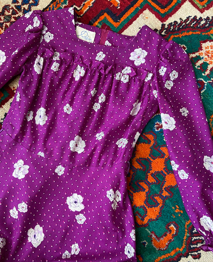 Vintage 1970s Purple Floral Maxi Dress