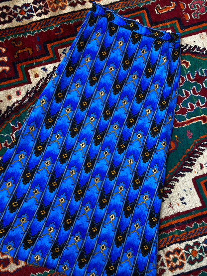 Vintage Japanese Blue Print Maxi Skirt