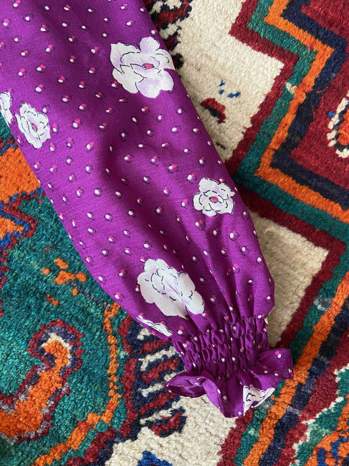 Vintage 1970s Purple Floral Maxi Dress