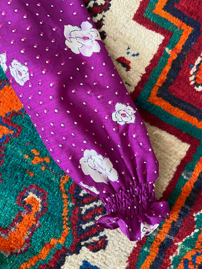 Vintage 1970s Purple Floral Maxi Dress