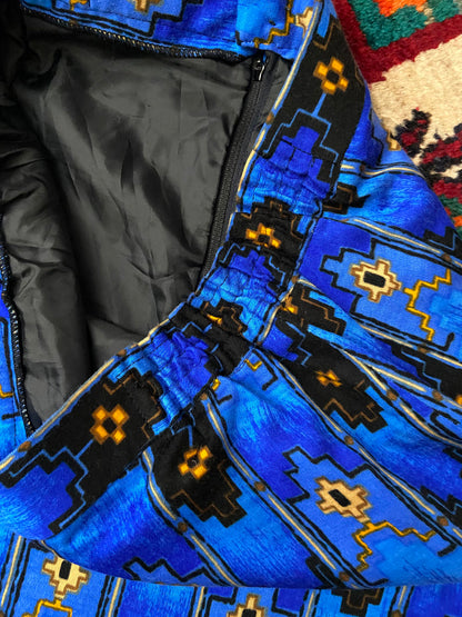 Vintage Japanese Blue Print Maxi Skirt