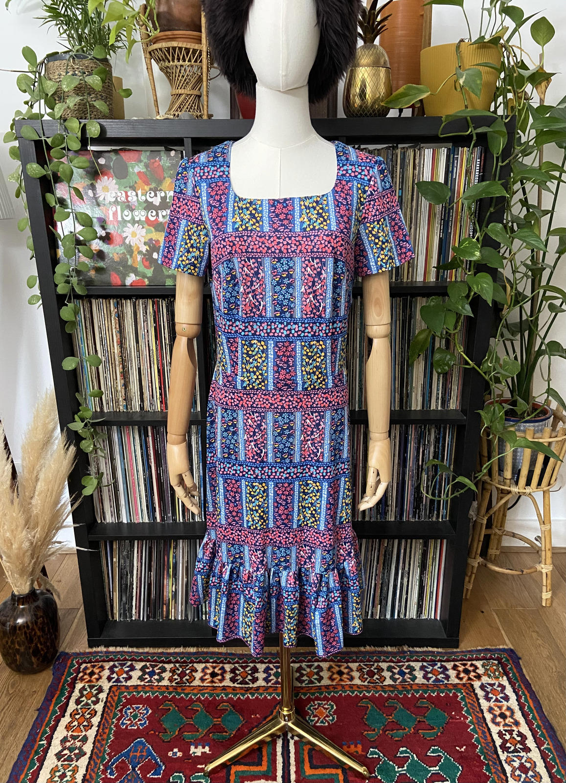 Vintage 1970s Handmade Ruffle Dress