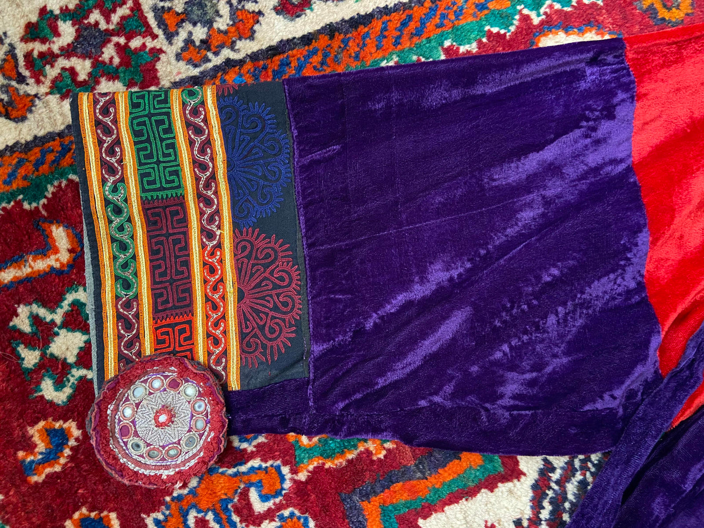 Vintage 1970s Velvet Patchwork Afghan Maxi Dress