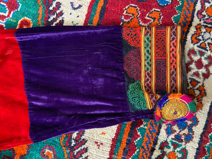 Vintage 1970s Velvet Patchwork Afghan Maxi Dress