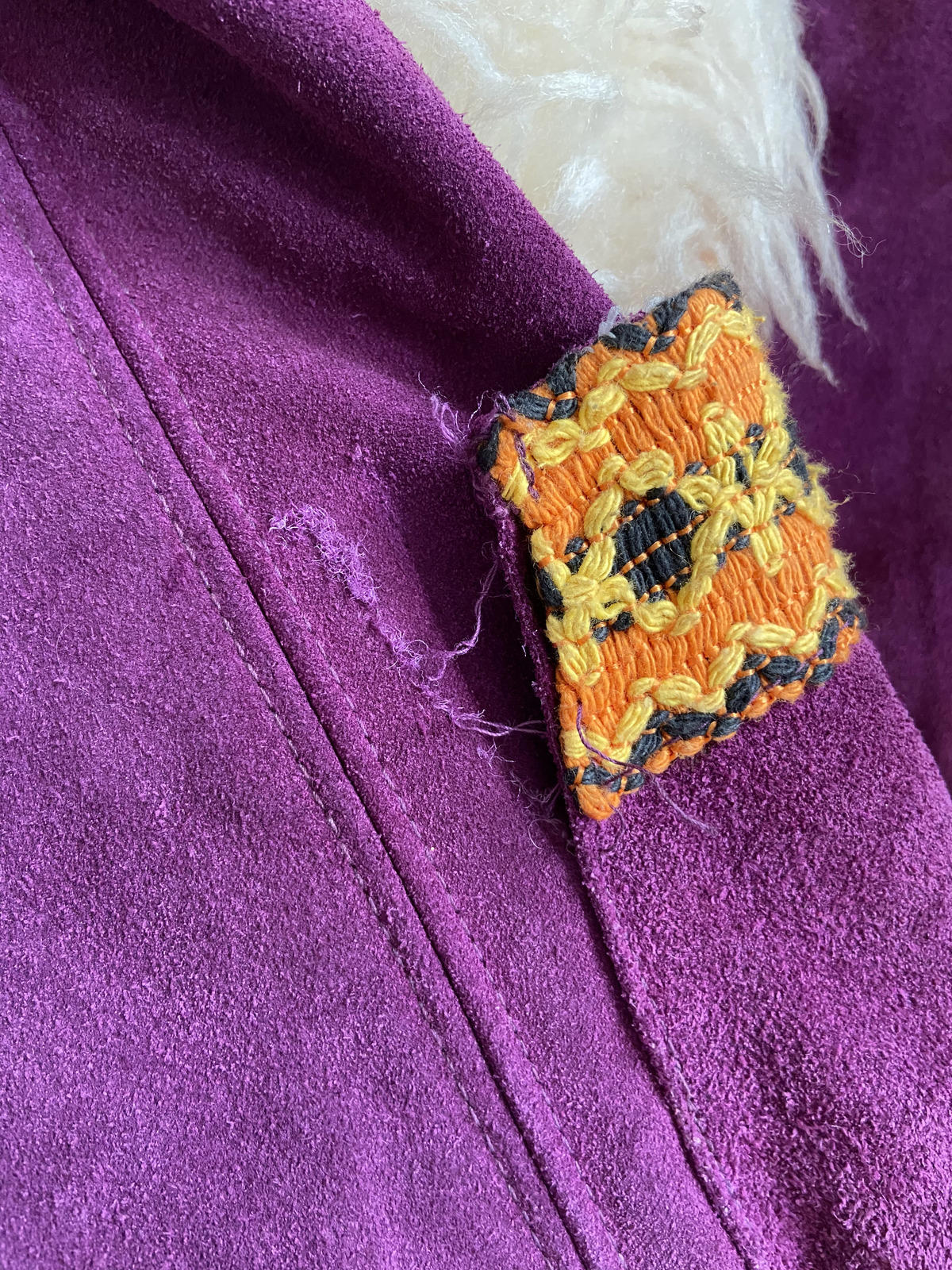 Vintage 1970s Purple Embroidered Penny Lane Afghan Jacket