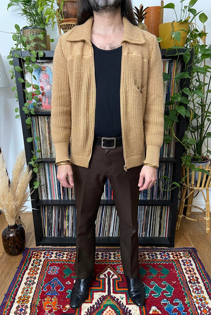 Vintage 1970s Beige Italian Chunky Knit Cardigan