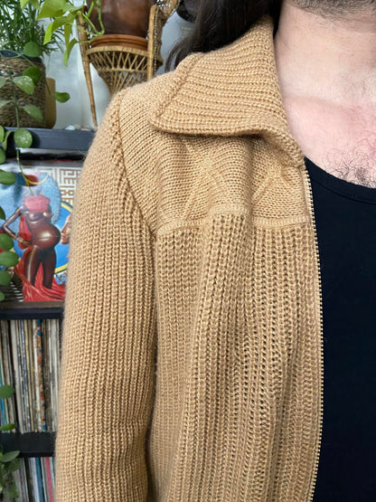 Vintage 1970s Beige Italian Chunky Knit Cardigan