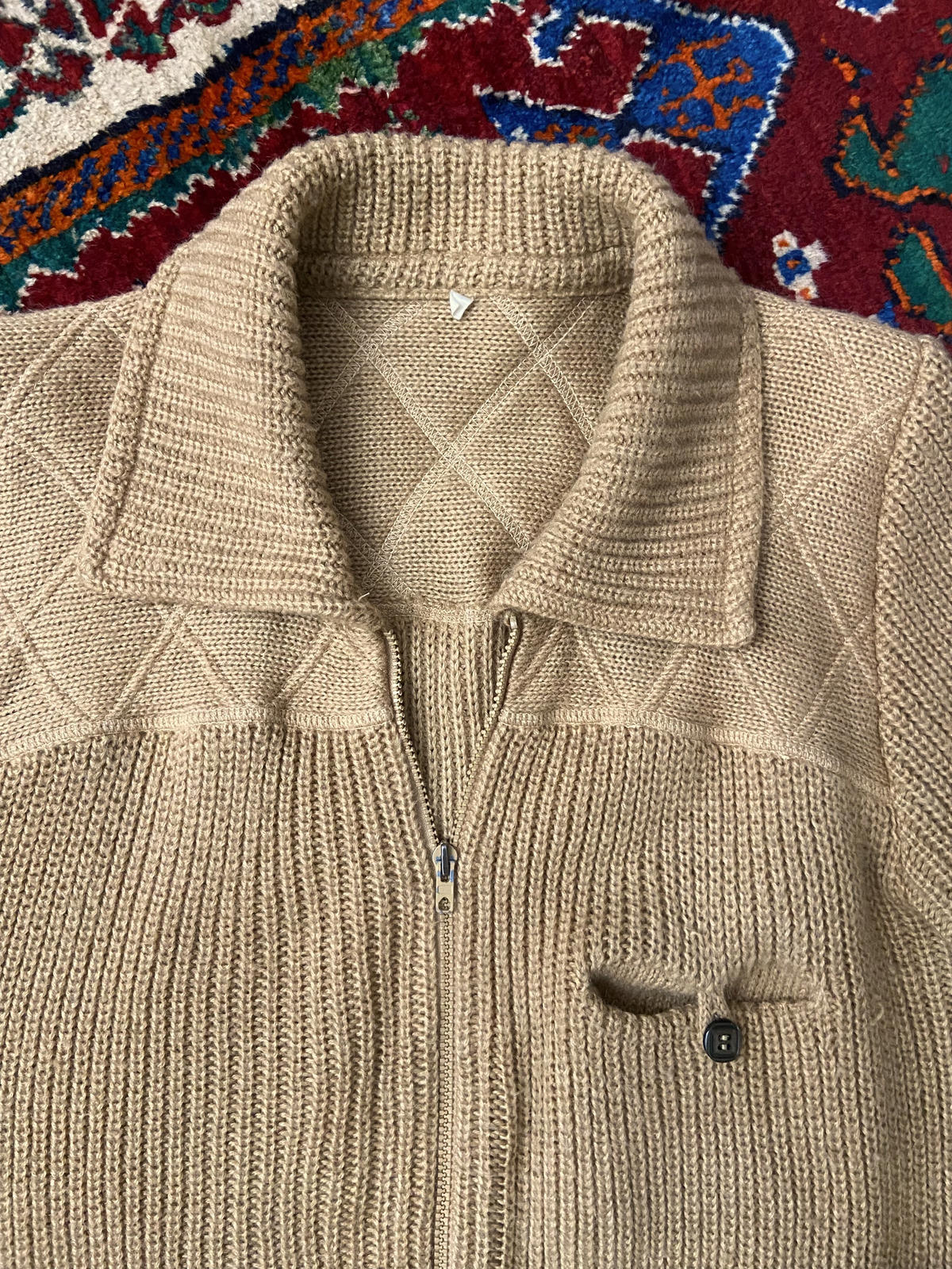 Vintage 1970s Beige Italian Chunky Knit Cardigan
