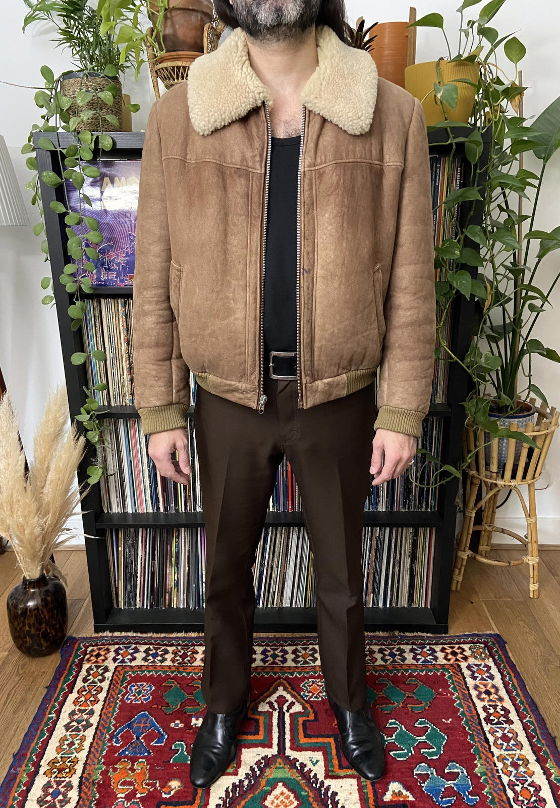 Vintage 1970s Sheepskin Bomber Jacket