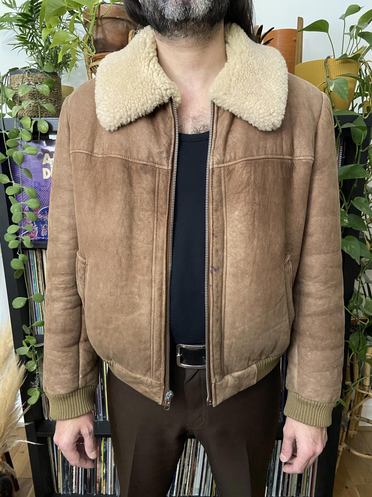 Vintage 1970s Sheepskin Bomber Jacket