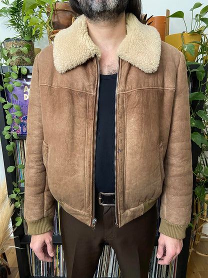 Vintage 1970s Sheepskin Bomber Jacket
