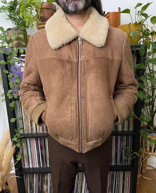 Vintage 1970s Sheepskin Bomber Jacket