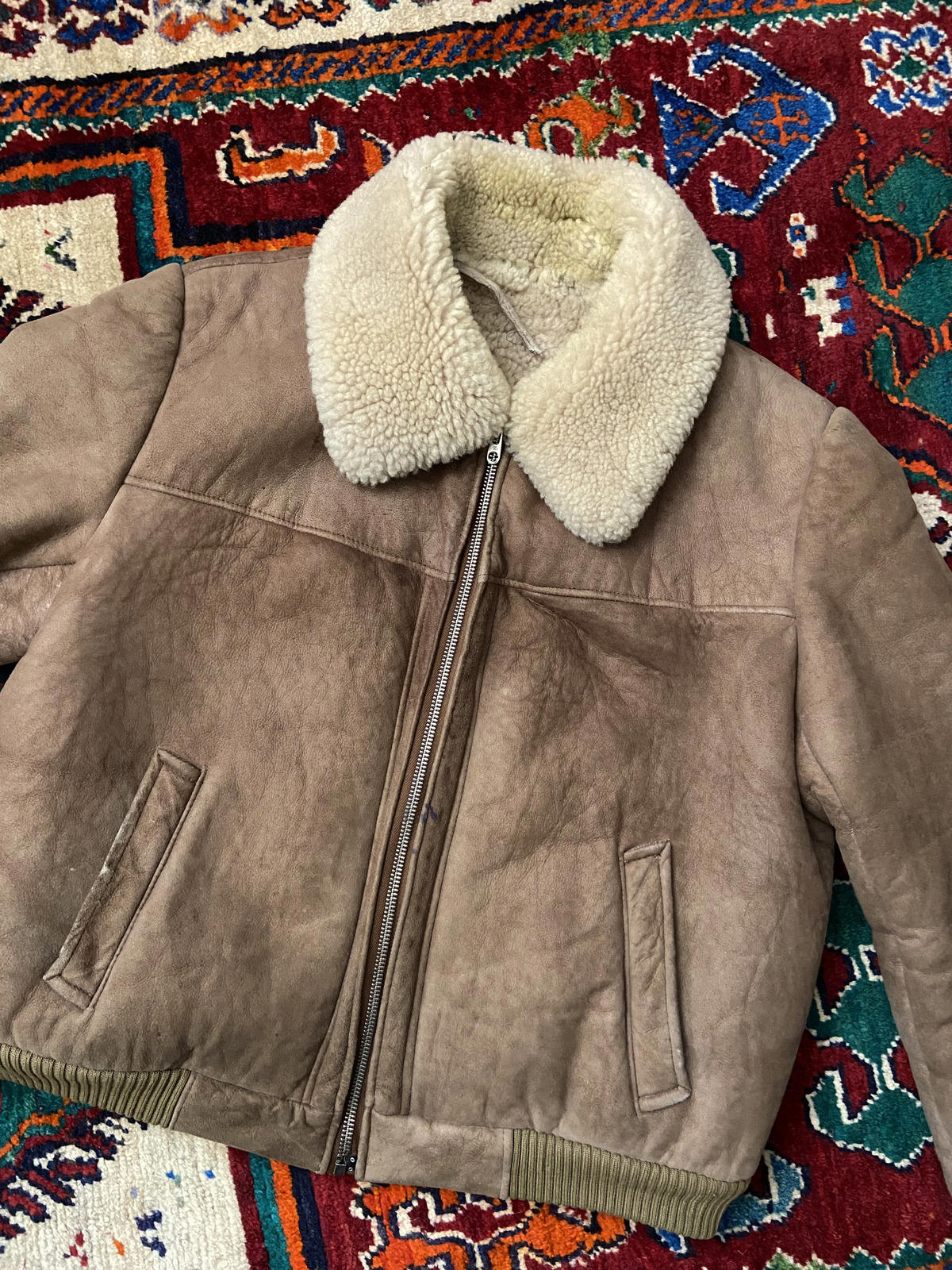 Vintage 1970s Sheepskin Bomber Jacket